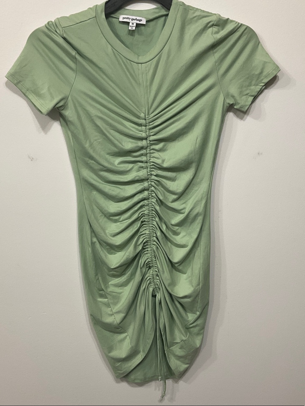 Pretty Garbage Sage Green Ruched Body con Date night Baddie T-Shirt Dress SZM